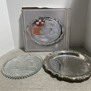 Centurion Collection Silver plated Relish With Four Part Glass Liner Vintage
